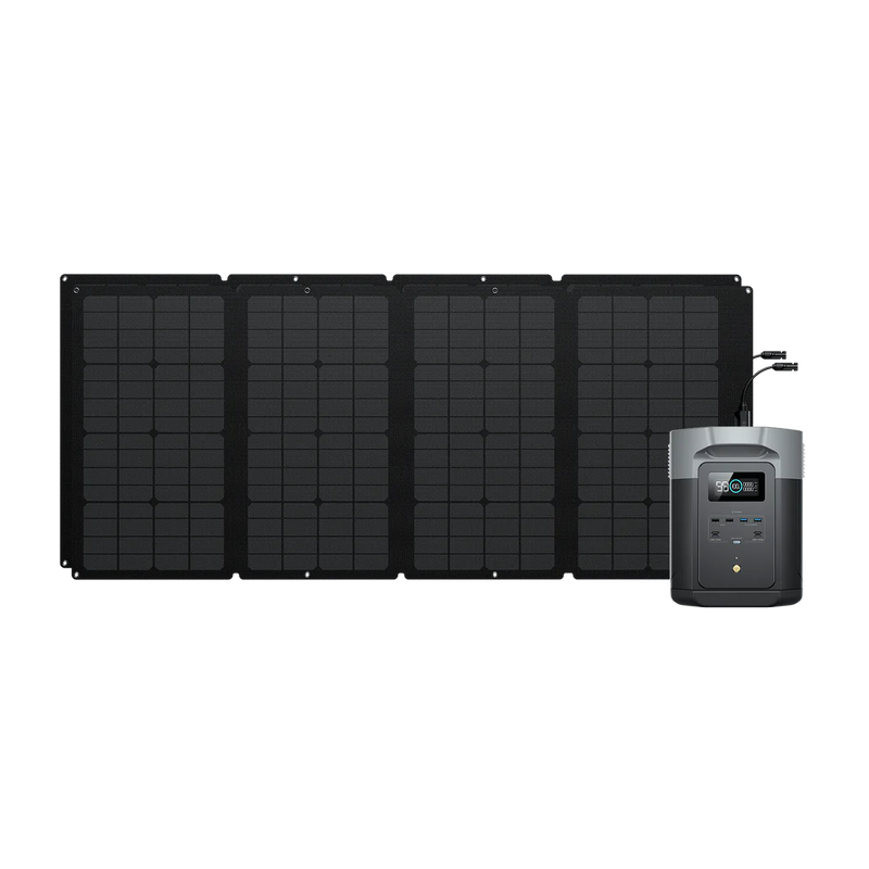 Centrale électrique EcoFlow Delta 2 Max et son panneau photovoltaïque EcoFlow 160watts pour alimenter en énergie son Camping Car