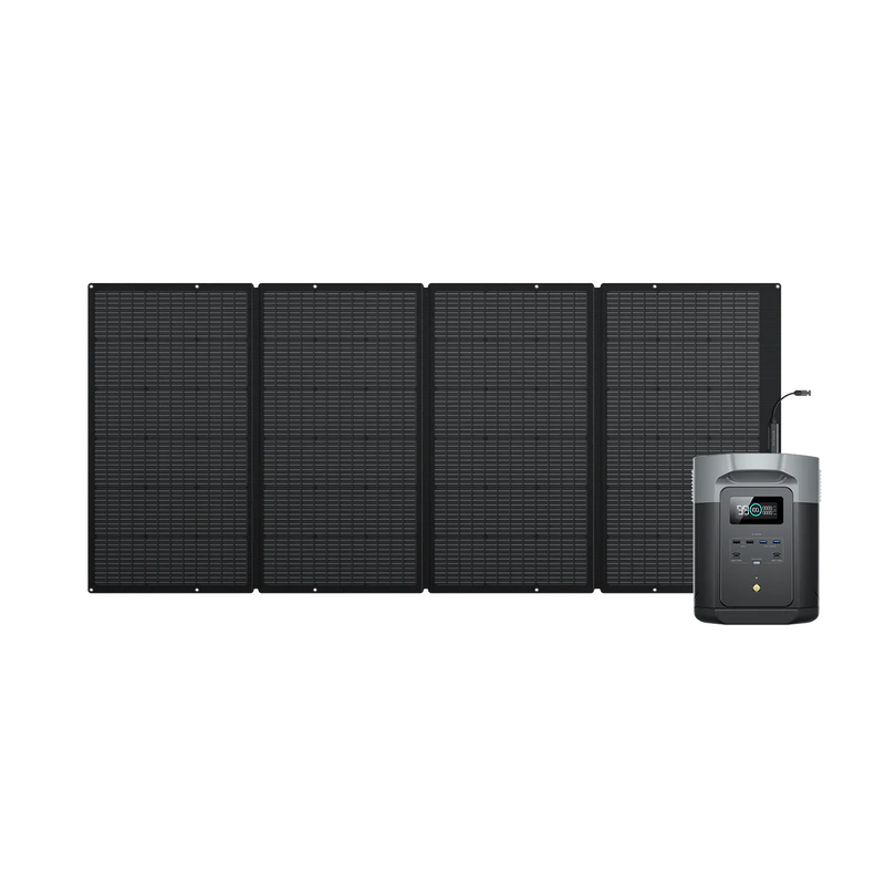 Centrale électrique EcoFlow Delta 2 Max et son panneau photovoltaïque EcoFlow 400watts pour alimenter en énergie son Camping Car