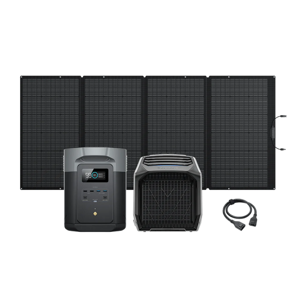 Climatiseur portable EcoFlow WAVE 2 + Station électrique portable EcoFlow DELTA 2 Max + Panneau solaire 400W